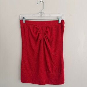 DEADSTOCK Y2K RED SHIMMERY POETRY CLOTHING TUBE TOP